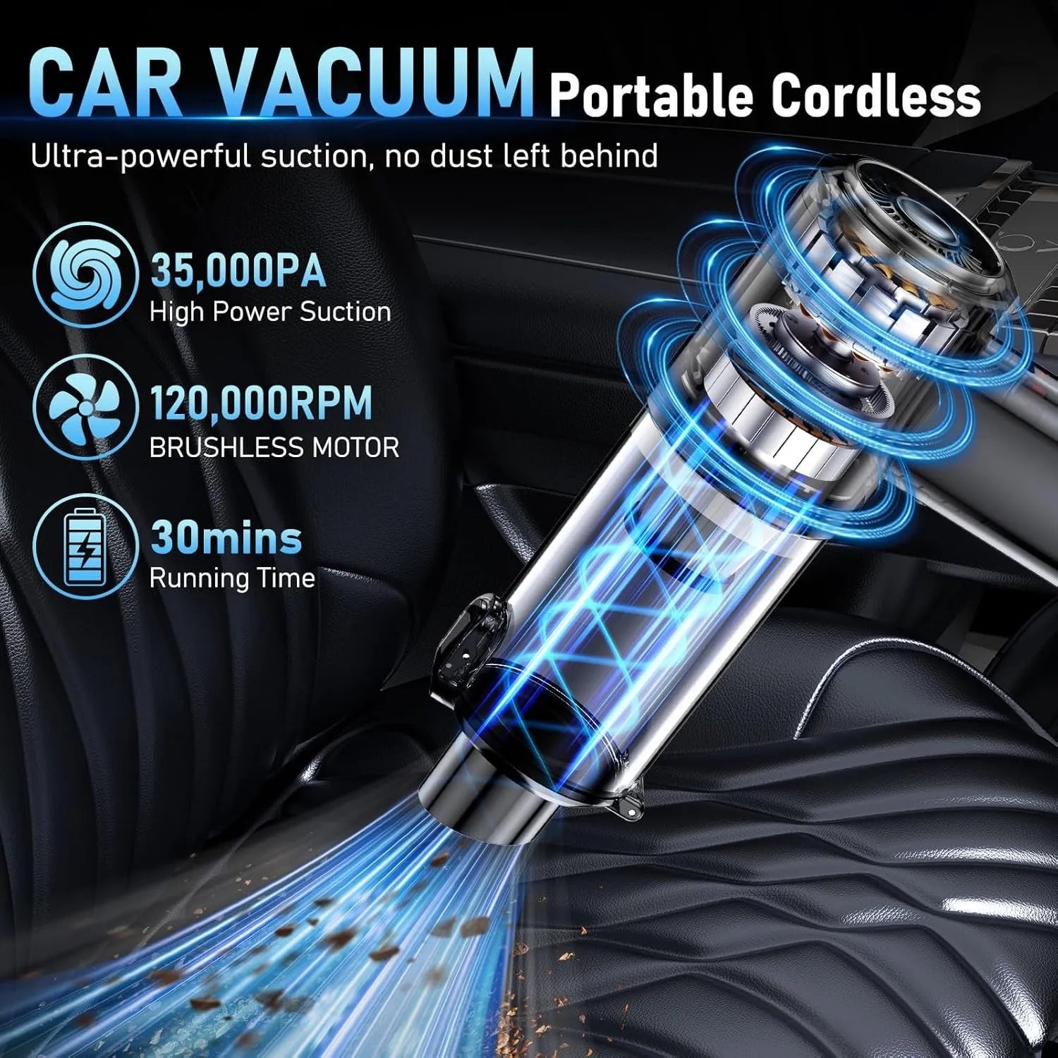 35,000 Pa high-power suction cordless vacuum motor