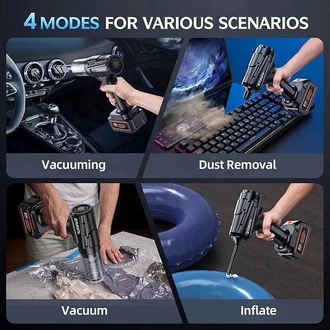 ZARIMI 21V 4 modes: vacuum, dust removal, vacuum, inflate